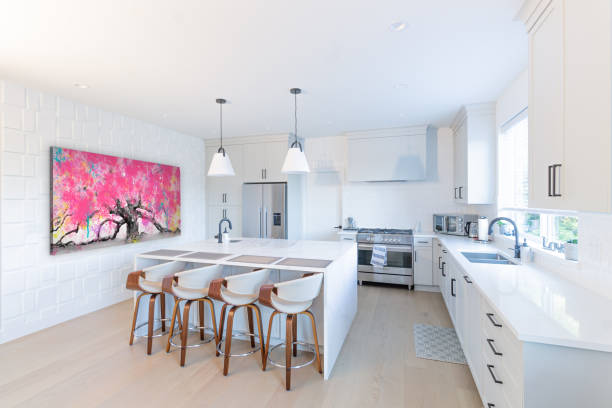 Mosaic tile backsplash in a modern kitchen,Home Tiles.